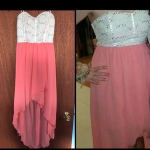 Peach high low dress